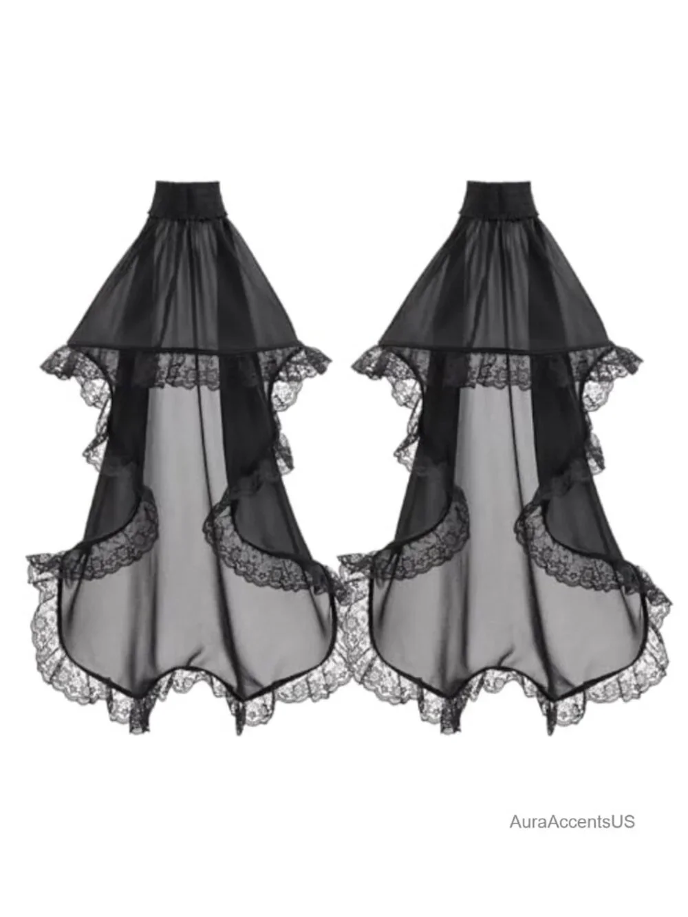 Lace Trim Detachable Steampunk Gloves for Women Cosplay Costume Accessories